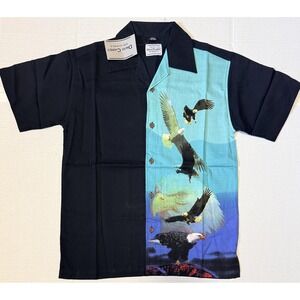 DAVID CAREY ORIGINALS - Men's Shirt - Bald Eagle USA Black - Medium NEW NWT